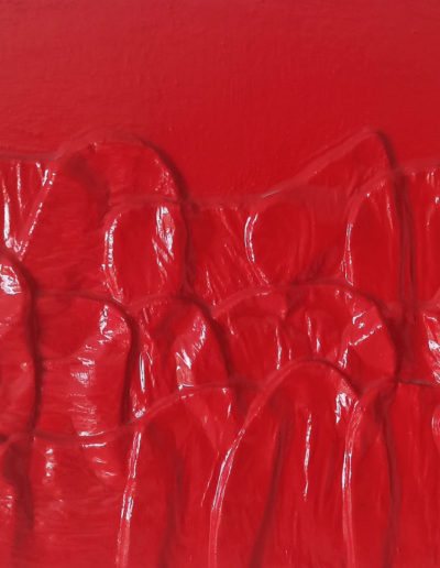 Roland Weber 1981 paysage rouge 625 huile sur toile 33 x 24 cm. Signature au dos, dédic. à Madeleine réf LEB 393