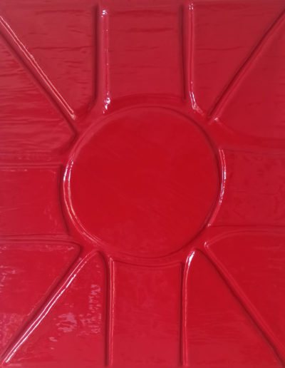 Roland Weber 1981 rouge 613 huile sur toile 55 x 46 cm. Signature au dos