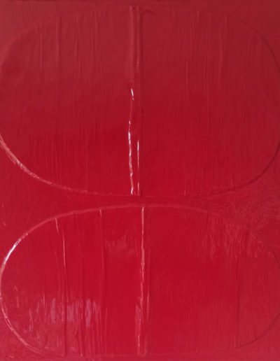 Roland Weber 1982 rouge 638 huile sur toile 46 x 55 cm. Signature au dos, réf Я367