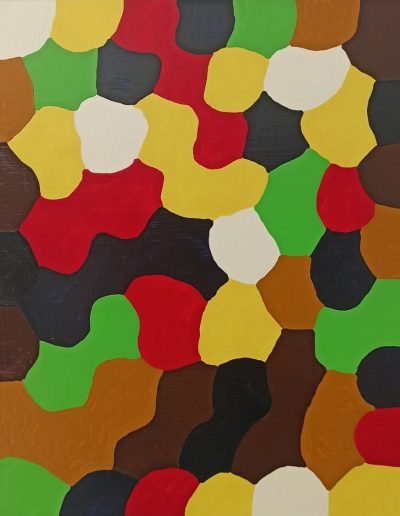 Roland Weber 1985 peinture 811 acrylique sur toile 41 x 33cm. Signature au dos