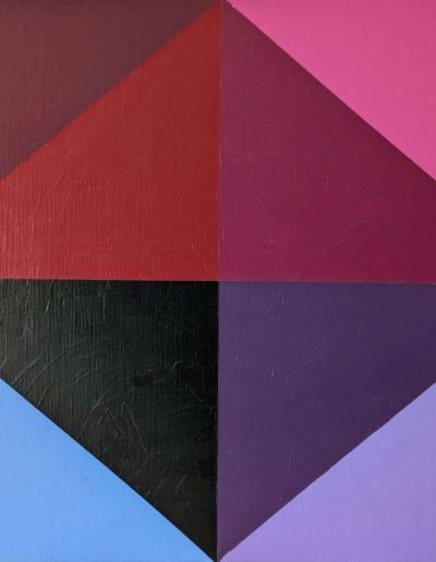 Roland Weber 1986 les fannions, ordinaire de la couleur, violet 846 acrylique sur toile 60 x 50cm. Signature au dos